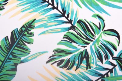 Viscose fabric in white with leaf print MOR4028 (2)