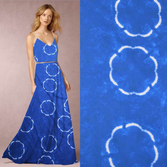 Cotton blouse/dress in blue color with batik pattern TF1035