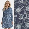 Blue shirt denim with embroidered flower pattern 22658/690