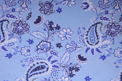 Viscose knitwear in blue color with folkloric flower print 23740 (2)