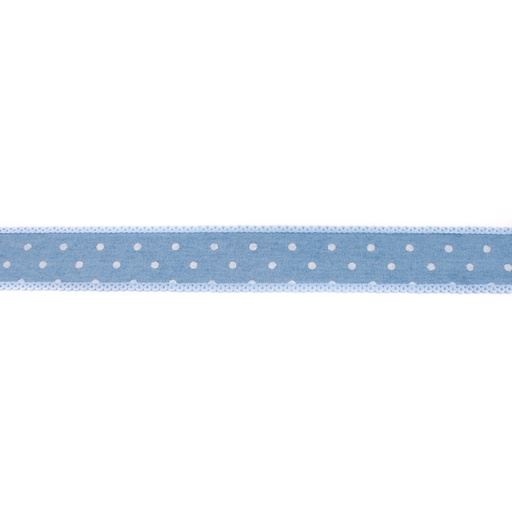 Denim ribbon in blue with polka dots print 43081