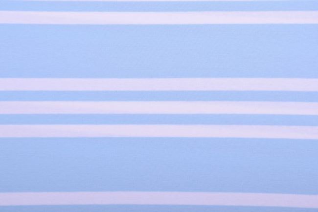 Cotton knit in light blue with white stripes 60920
