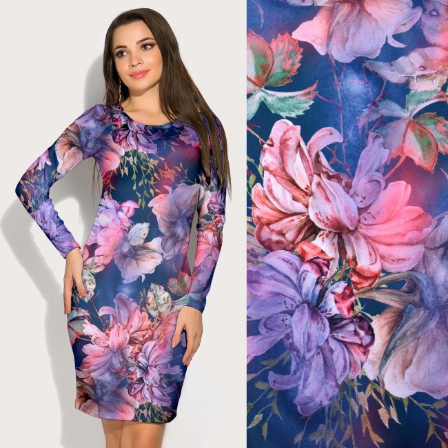 Kerosene Kimo Knit with Digital Abstract Flowers CS12639A