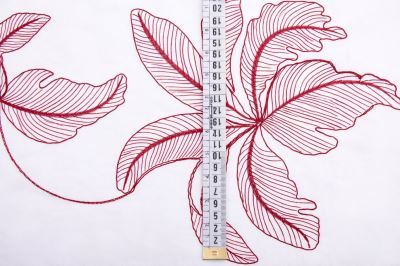 Embroidered cotton fabric in white with red flowers 22735/400 (3)