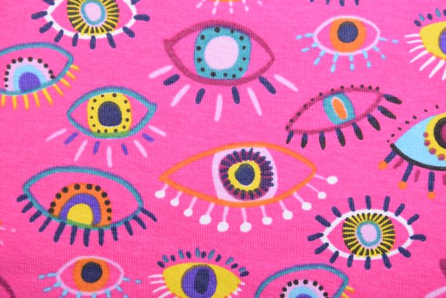 Pink cotton knitwear with eye print 19632/017