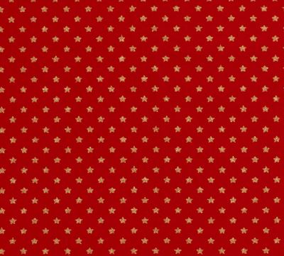 Christmas fabric made of cotton in red color with a print of golden stars 20703/015