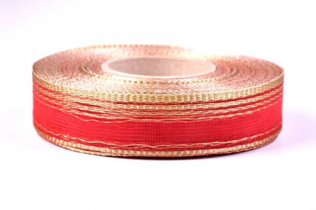 Satin ribbon in red color 25mm AHK390203