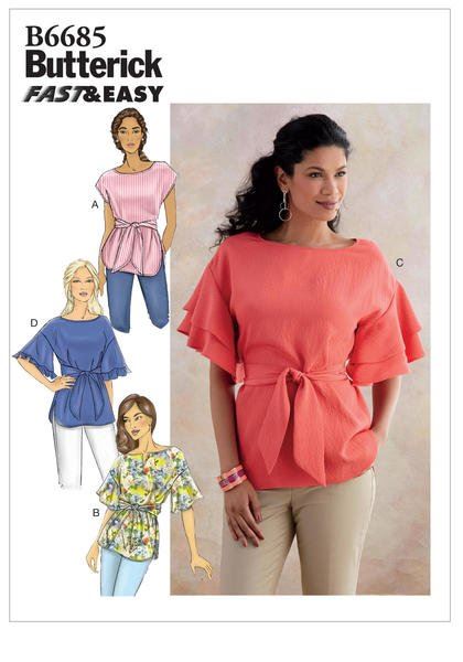 Butterick cut for loose t-shirt in size XSM-MED B6685-Y
