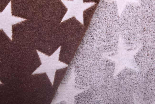 Wellness fleece in brown with star pattern S2458R-3688