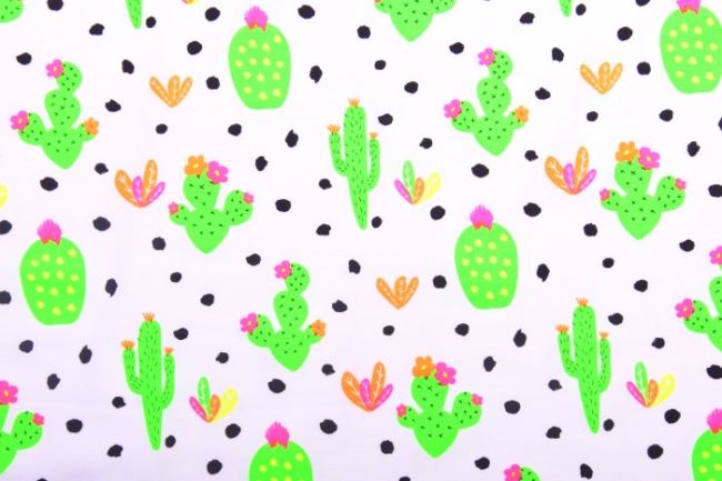 Cotton knit with neon cactus pattern 13626/050