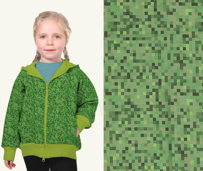 Softshell with digital print of small green cubes 20432/025