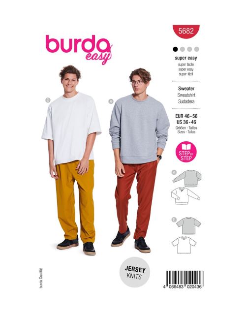 Pattern for men's sweatshirt and T-shirt in size 46-56 5682