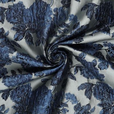 Social jacquard fabric in silver color with plastic flower pattern 23187/690 (4)