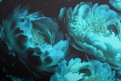 Barbie costume fabric in black with digital print of kerosene flowers CS10645M1 (1)