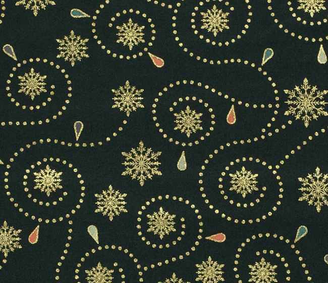 Christmas cotton fabric in green with a print of snowflakes and drops 20747/028