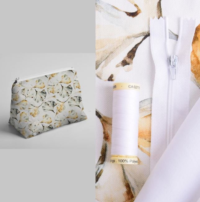 Set for sewing a cosmetic bag with leaf print KT012