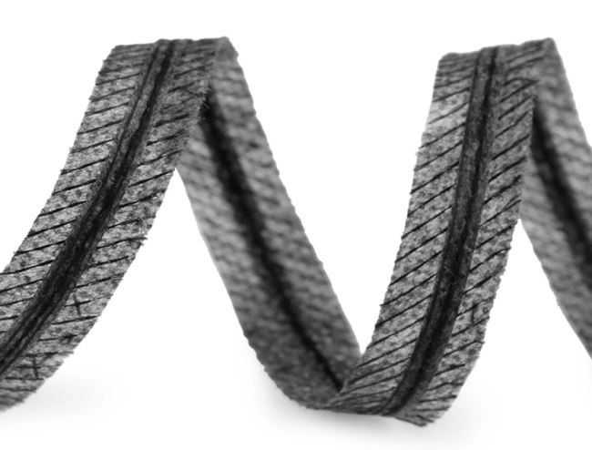 Non-woven iron-on seam tape with lace in gray color 350359/069