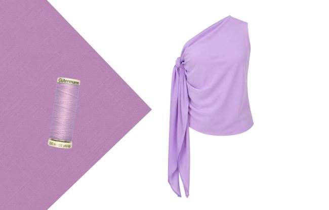 Set for sewing a summer viscose top with ties in lilac color SET63