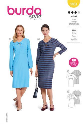 Cut for women's sheath dress in size 34-44 5861