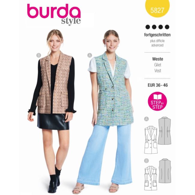 Pattern for women's vest size 36-46 5827