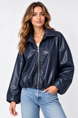 Leather jacket in dark blue color ITA-BU04 Leather jacket in dark blue color ITA-BU04