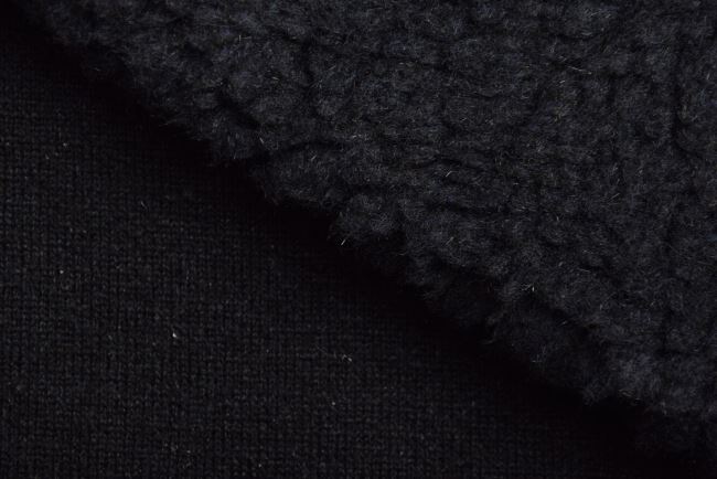 Knitted fabric in dark blue color with high pile NF011