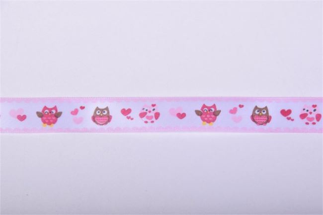 Ribbon with print of owls K1009H