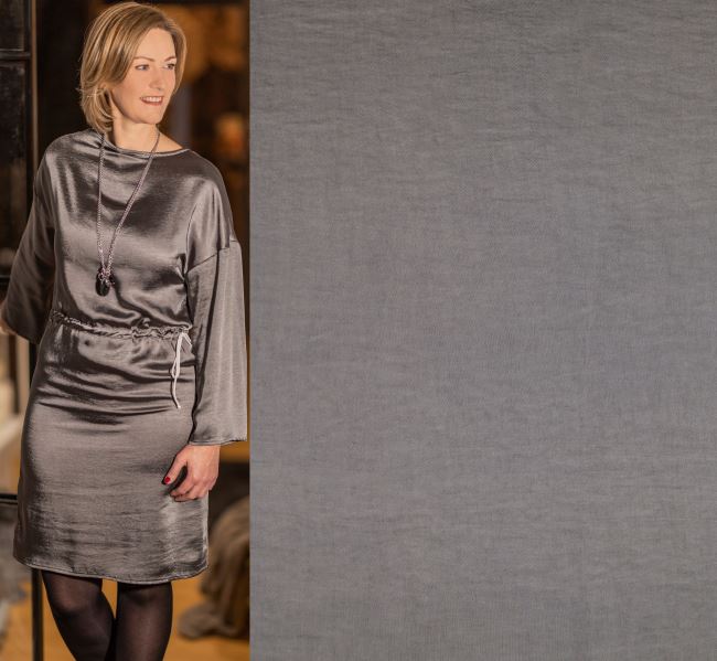 Stretch satin in gray color 205083/5002