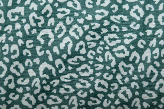 Cotton knit in green color with animal print 17769/024