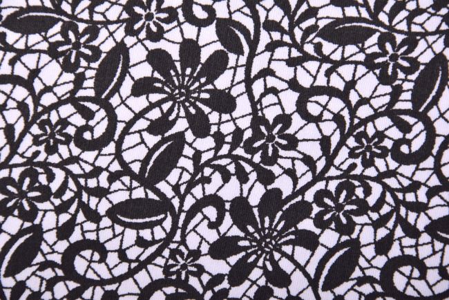 Shirt fabric in white color with flower print 1596501/211