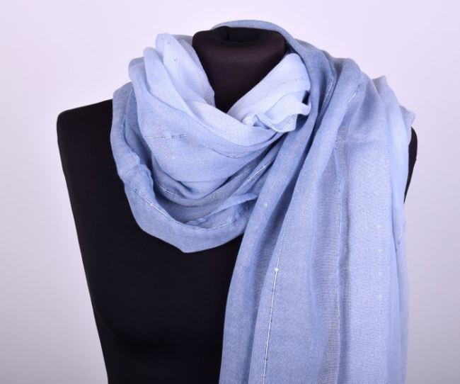 Scarf in blue and gray color with sequins SA13