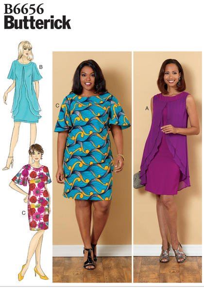 Butterick Cut for Women's Knee Length Dress Size 18W-24W B6656-RR