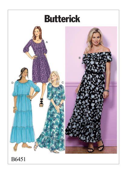 Butterick Cut Women's Pleated Dress Size Xsm, Sml, Med B6451-Y