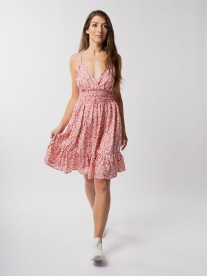 Summer dress on straps with a print of small flowers SAT02