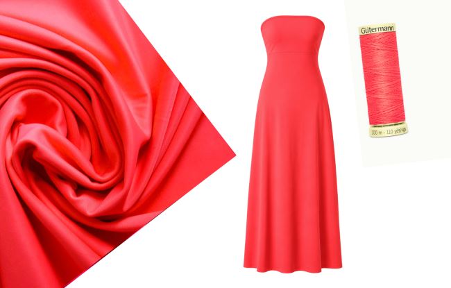 Set for sewing strapless dresses made of functional knitwear in dark pink color SET114