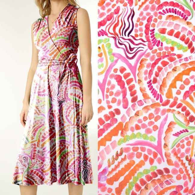 Cream-colored viscose knit with digital abstract print MI57120/6015
