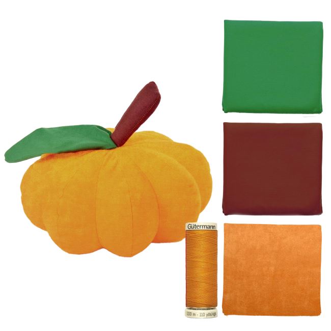 Autumn suede pumpkin sewing set in ocher color SET36