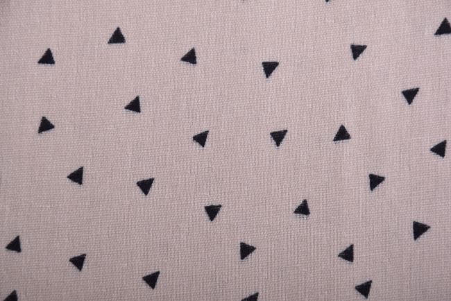 Double gauze in beige color with a print of small triangles 182172