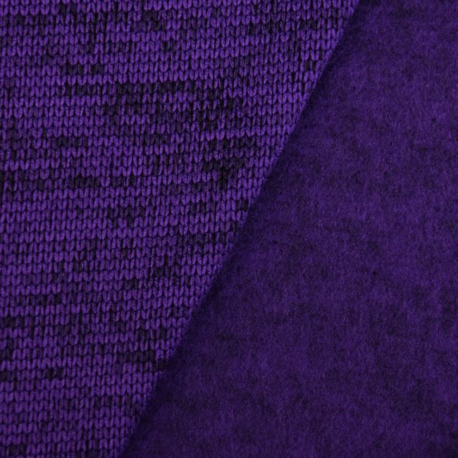 Mottled knitted fabric with hair in purple color 03083/045