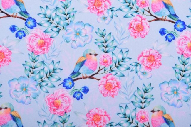 Softshell in blue with a print of birds and flowers 13140/004