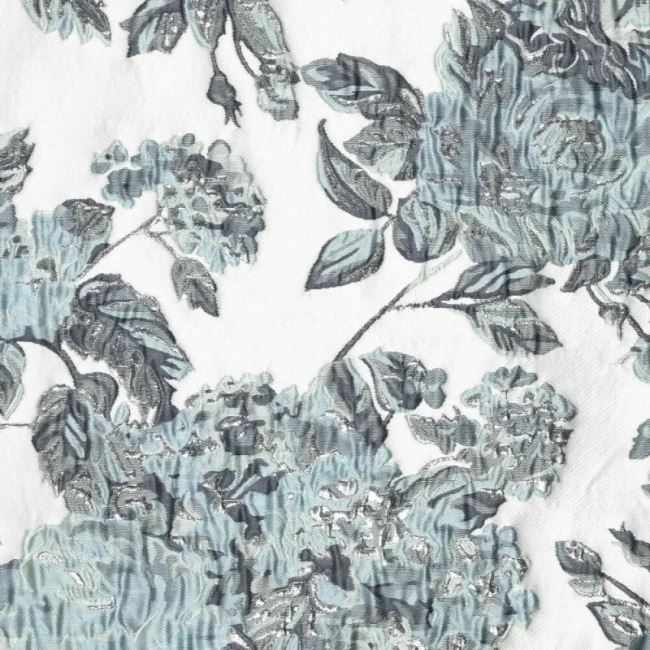 Costume jacquard fabric in silver color with flowers 22770/690