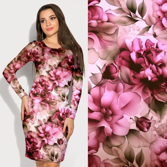 Barbie costume fabric in pink with digital flower print SMT-PR608F