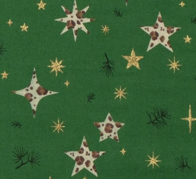 Christmas cotton fabric in green with star print 18705/025