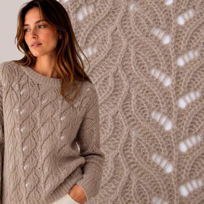 Light brown knit fabric with decorative pattern AVFD7127/04