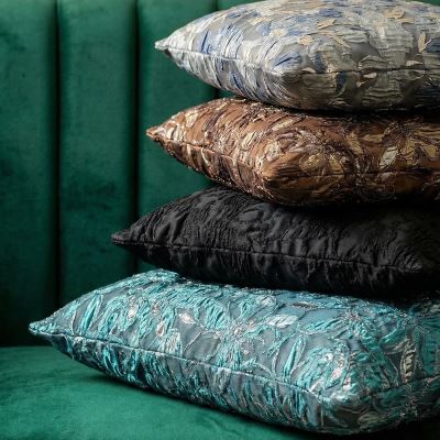 Social jacquard fabric in petrol color with plastic flower pattern 23189/670 (5)
