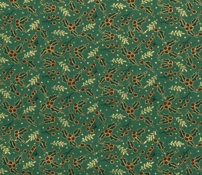 Christmas green cotton fabric with holly print 20721/025