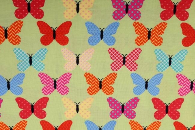 Cotton fabric with a print of colorful butterflies 124.900/3003