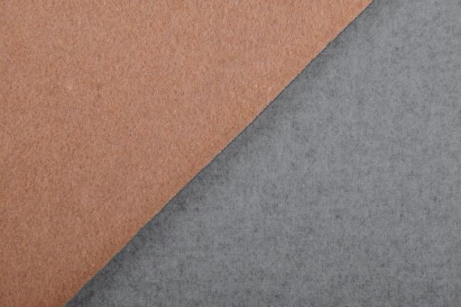 Reversible luxury fleece with cashmere in beige and gray AV433