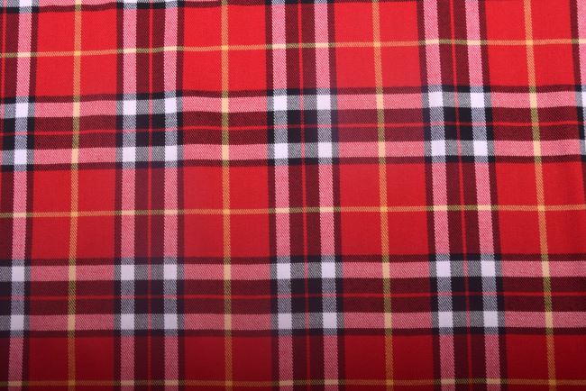 Costume fabric in red color with check pattern AVFD-6192/2