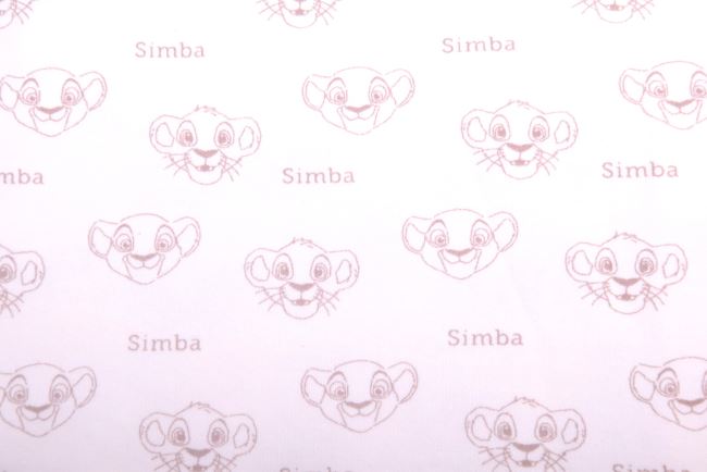 1 m of cream-colored cotton knitwear with a print of the Simba animal fairy tale KUP31
